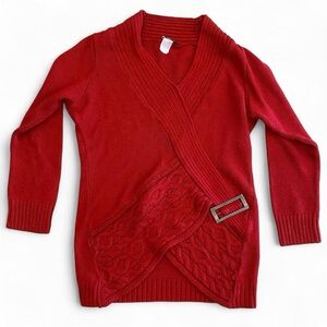 VENUS Red Sweater with Buckle Accent